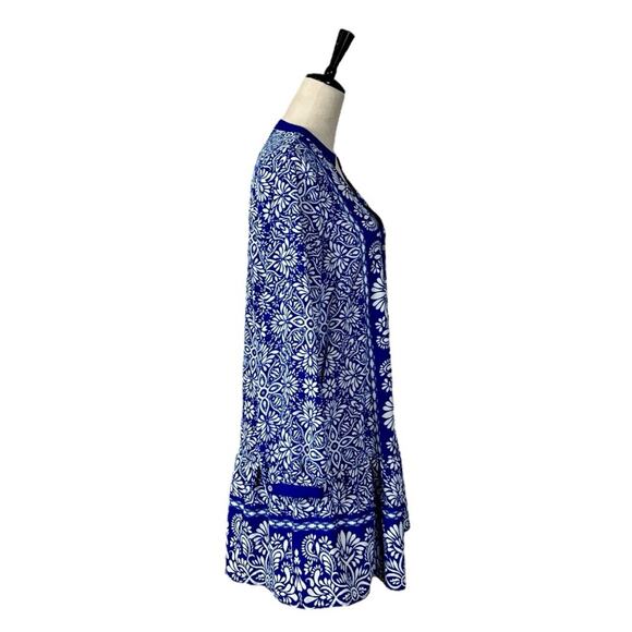 Zara Dress V-neck Button Front Long Sleeve Blue White Floral Women’s Size Small - Picture 3 of 12